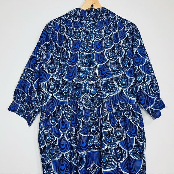 The Oula Company Blue Tiered Ruffled Sundress with Cowl Neck printed size xlarge - Picture 8 of 13